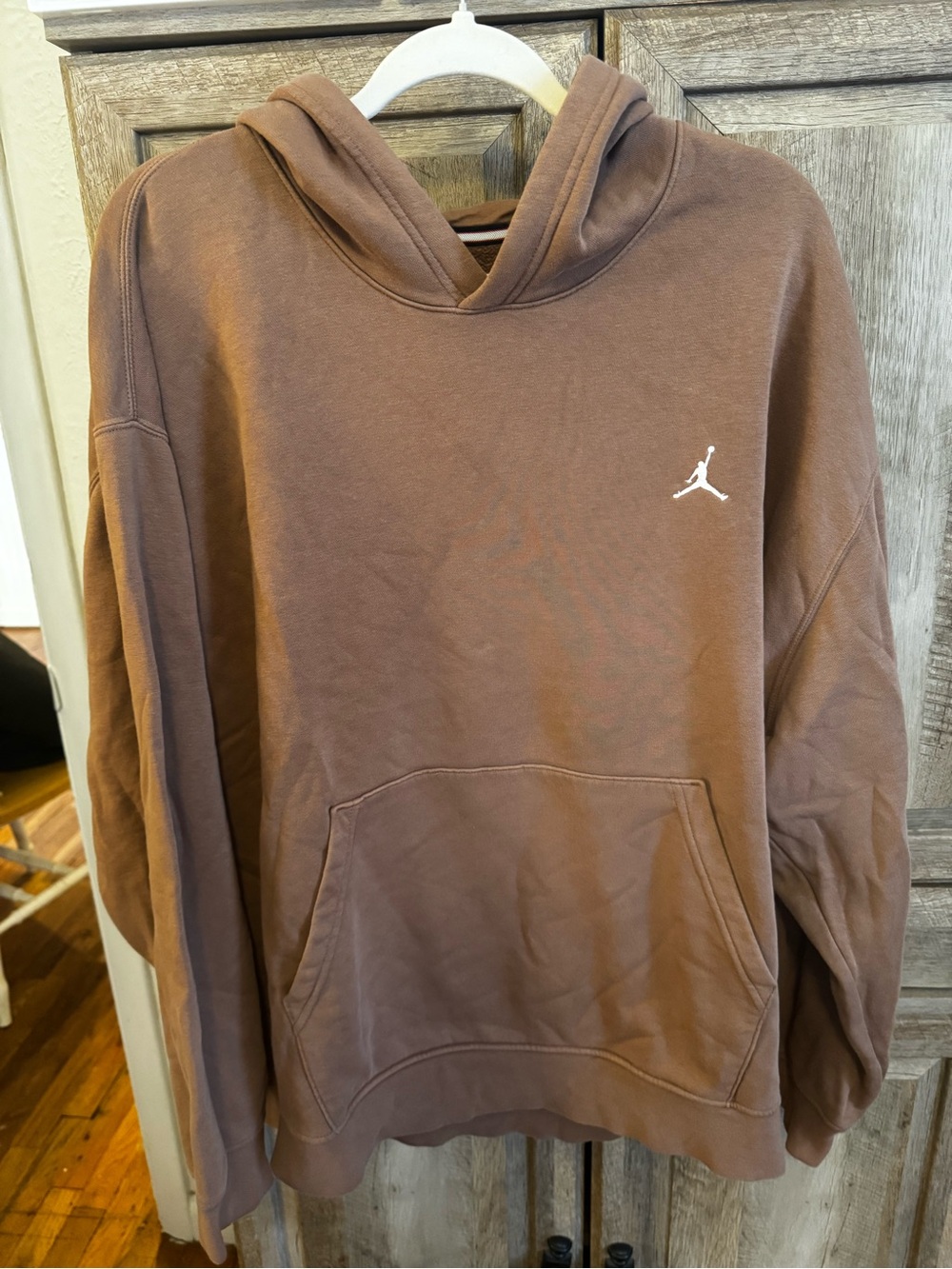 Jordan Brown Pullover Hoodie with White Jumpman